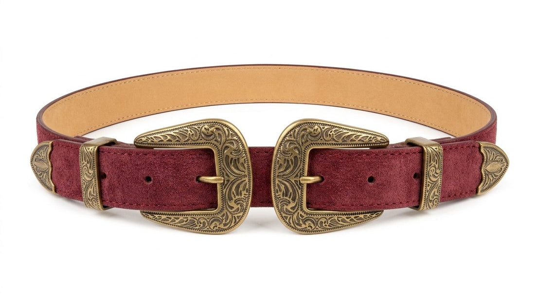 BK0146 Double Up Buckle Belt حزام بإبزيم مزدوج - Brown Loft