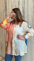 Shirt Eden Buttoned Collared Oversized Silk Satin Shirt - Brown Loft