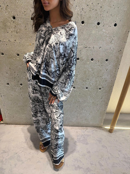 KD9968/6637-6 Toile de Jouy Satin Top and Pants