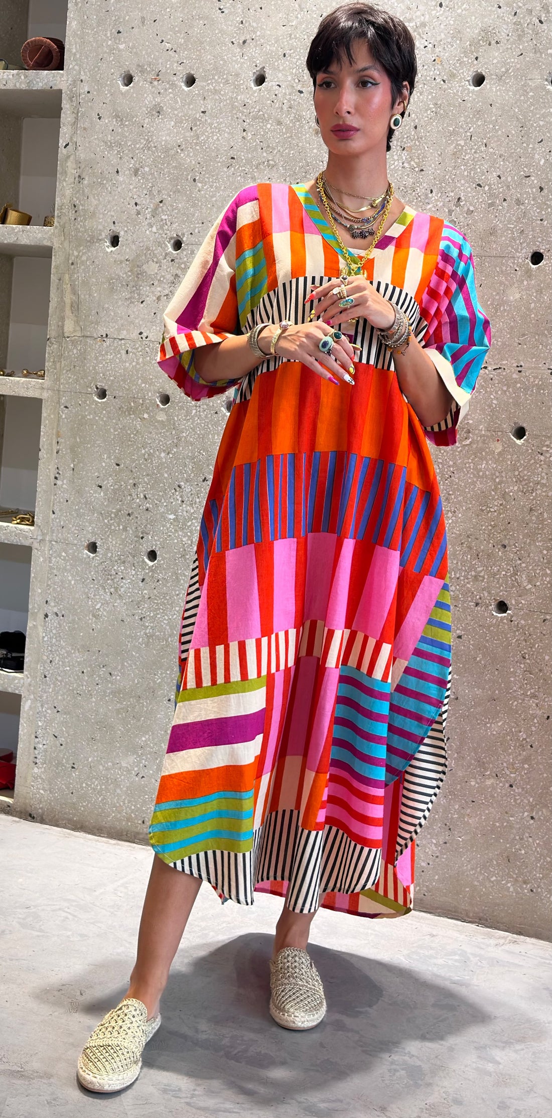 Multicolor Geometric Printed Dress 67916-1355