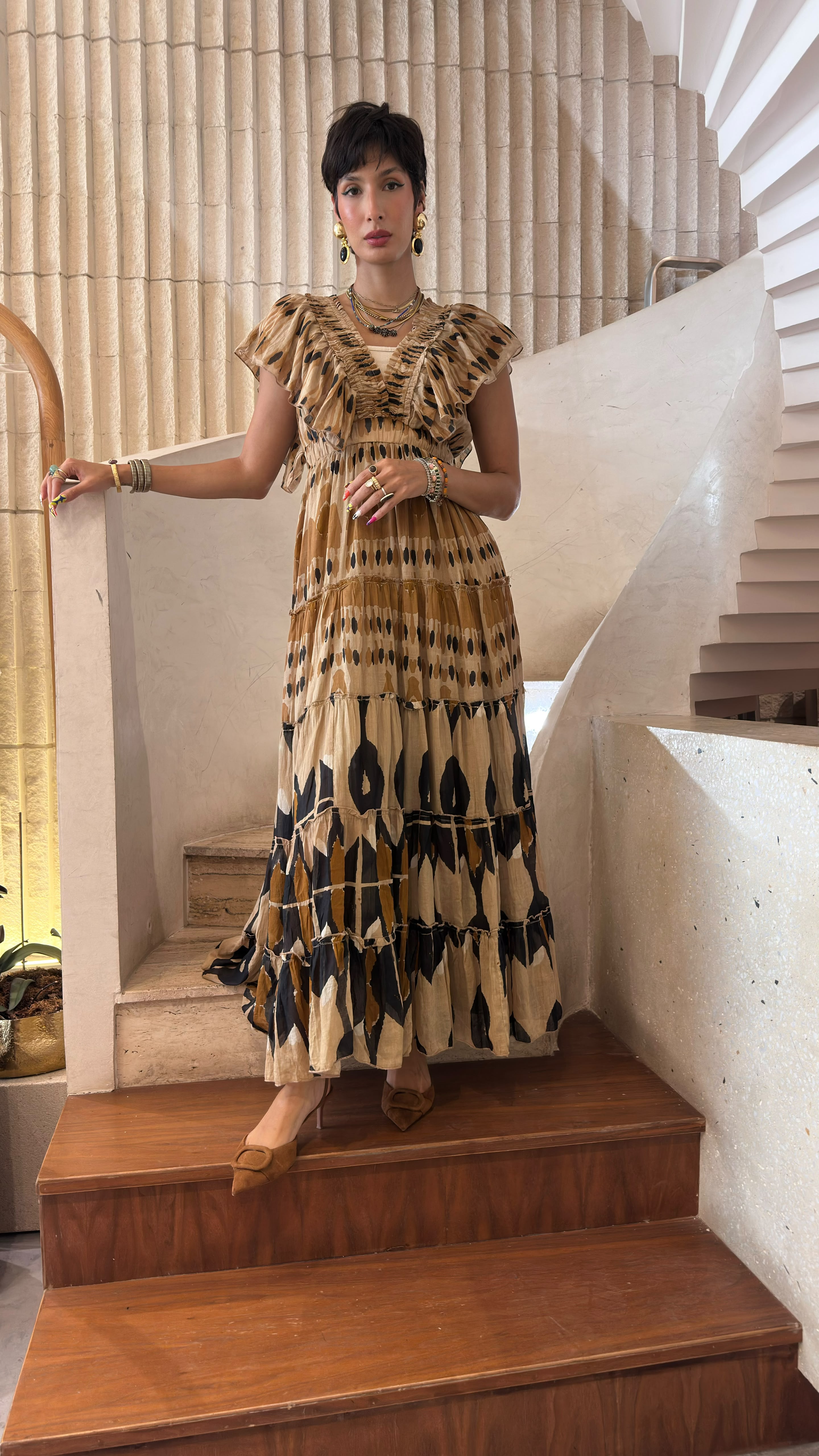 Hilton Printed Tiered Maxi Dress