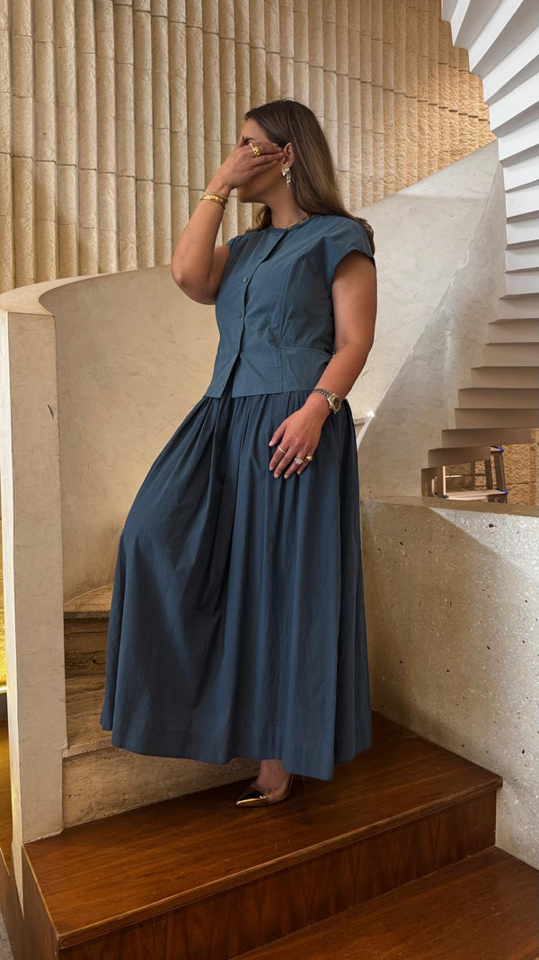 26S-3062 Buttoned Layered Dress فستان متعدد الطبقات بأزرار