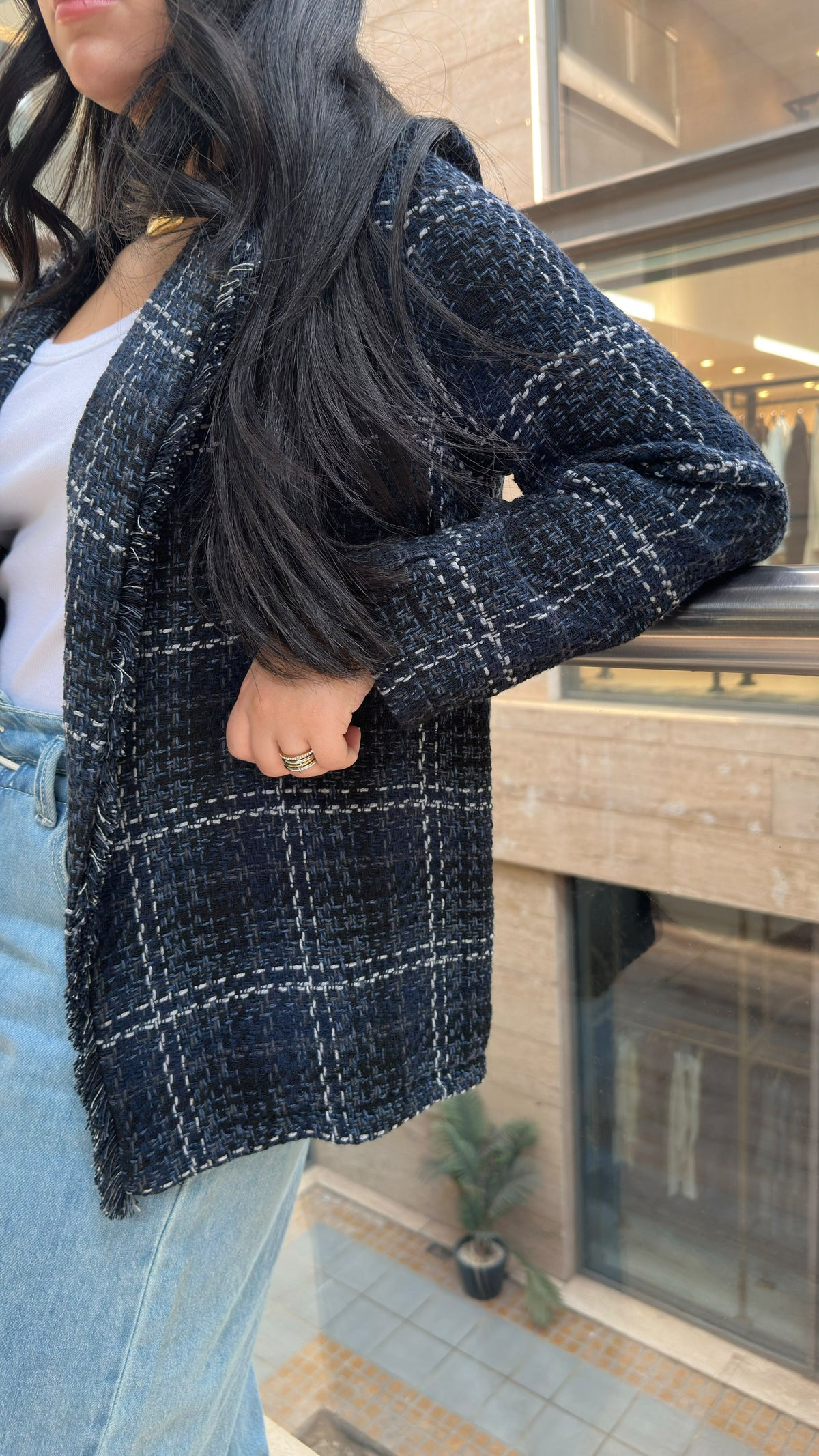 MF55008-2  Plaid Tweed Jacket