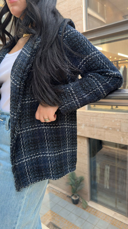 MF55008-2  Plaid Tweed Jacket