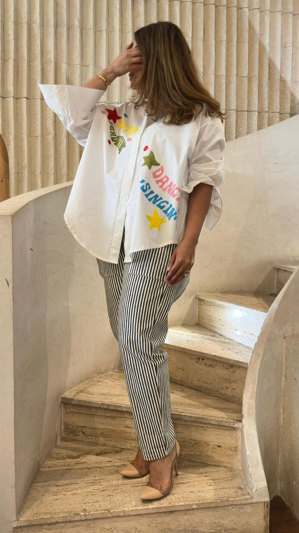 19533 Long Back Embroidered Shirt