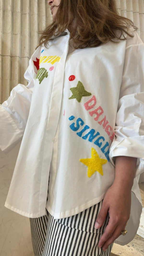 19533 Long Back Embroidered Shirt