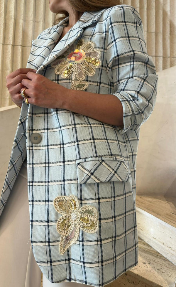 6257 Plaid Oversized Jacket سترة مربعات كبيرة الحجم