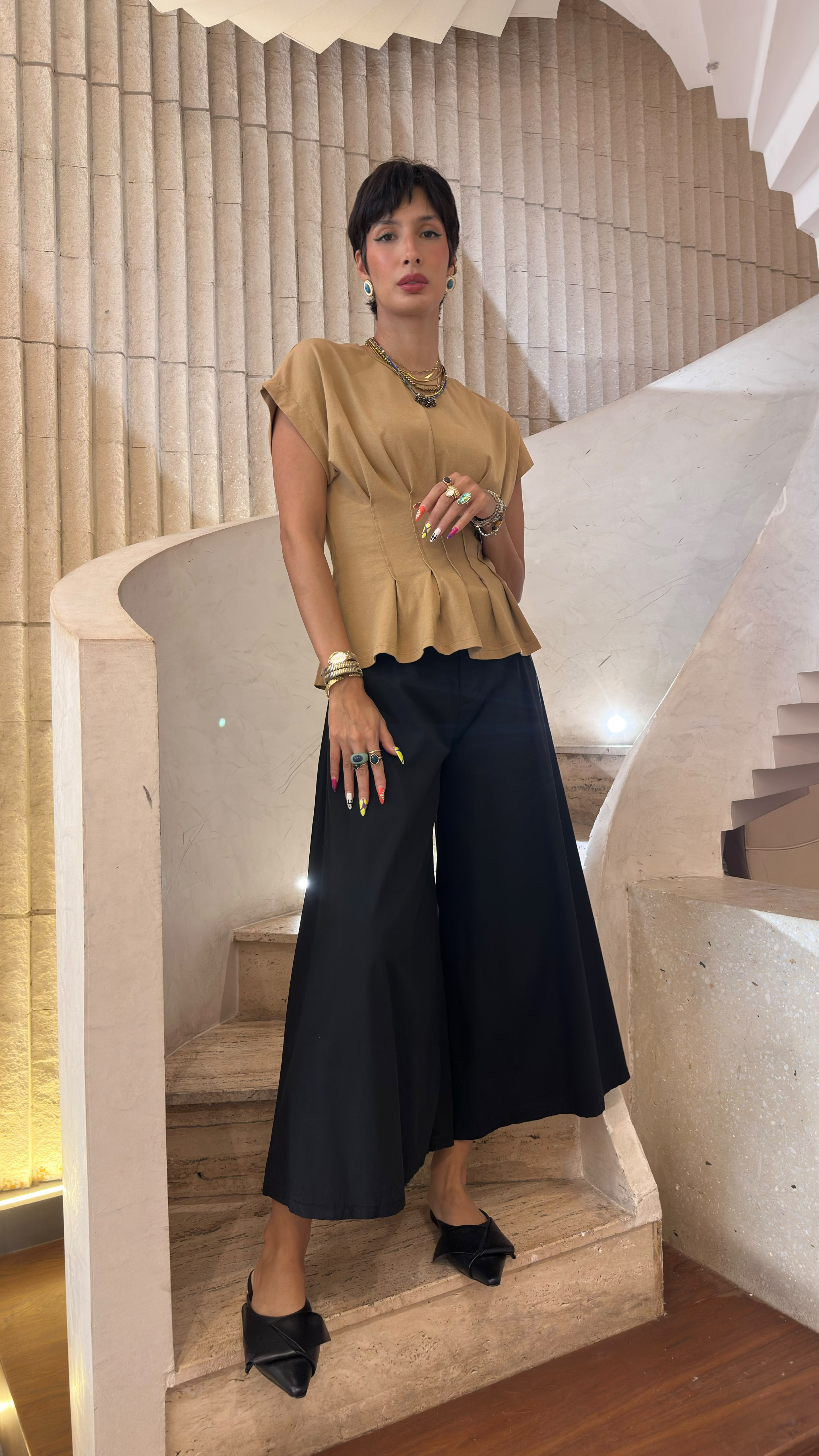 TDM71725 Peplum Style Structured Top