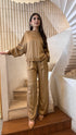 DB14570VS Wide Leg Satin Pants بنطلون ساتان واسع الساق - Brown Loft