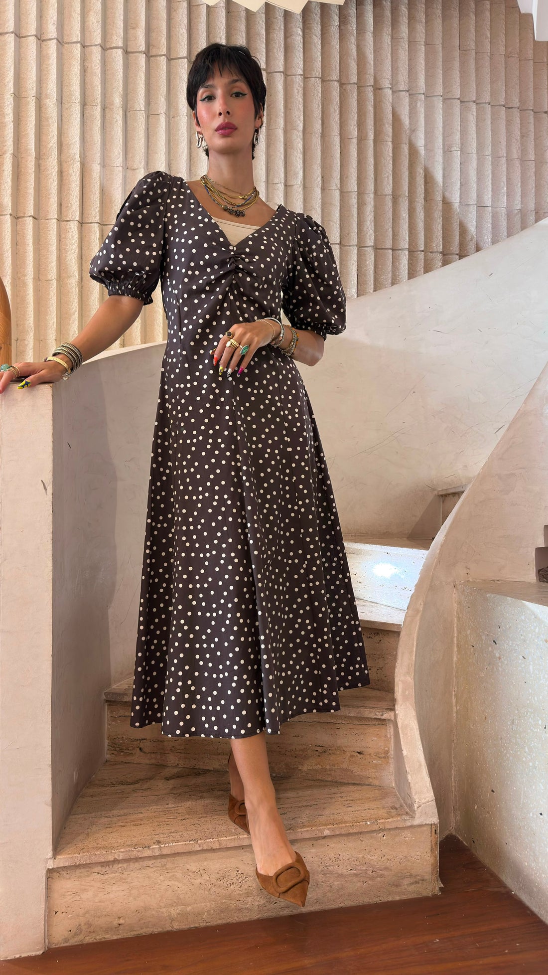 Polka Dot Midi Dress TDM30526