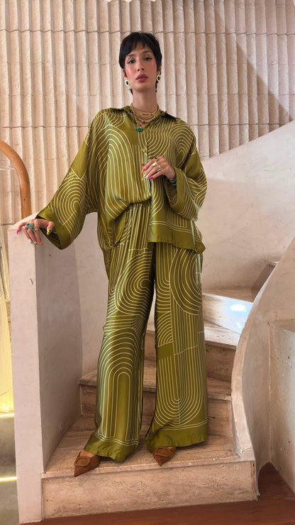 Geometric Satin Co-ord Set KD9712/7789VS-29