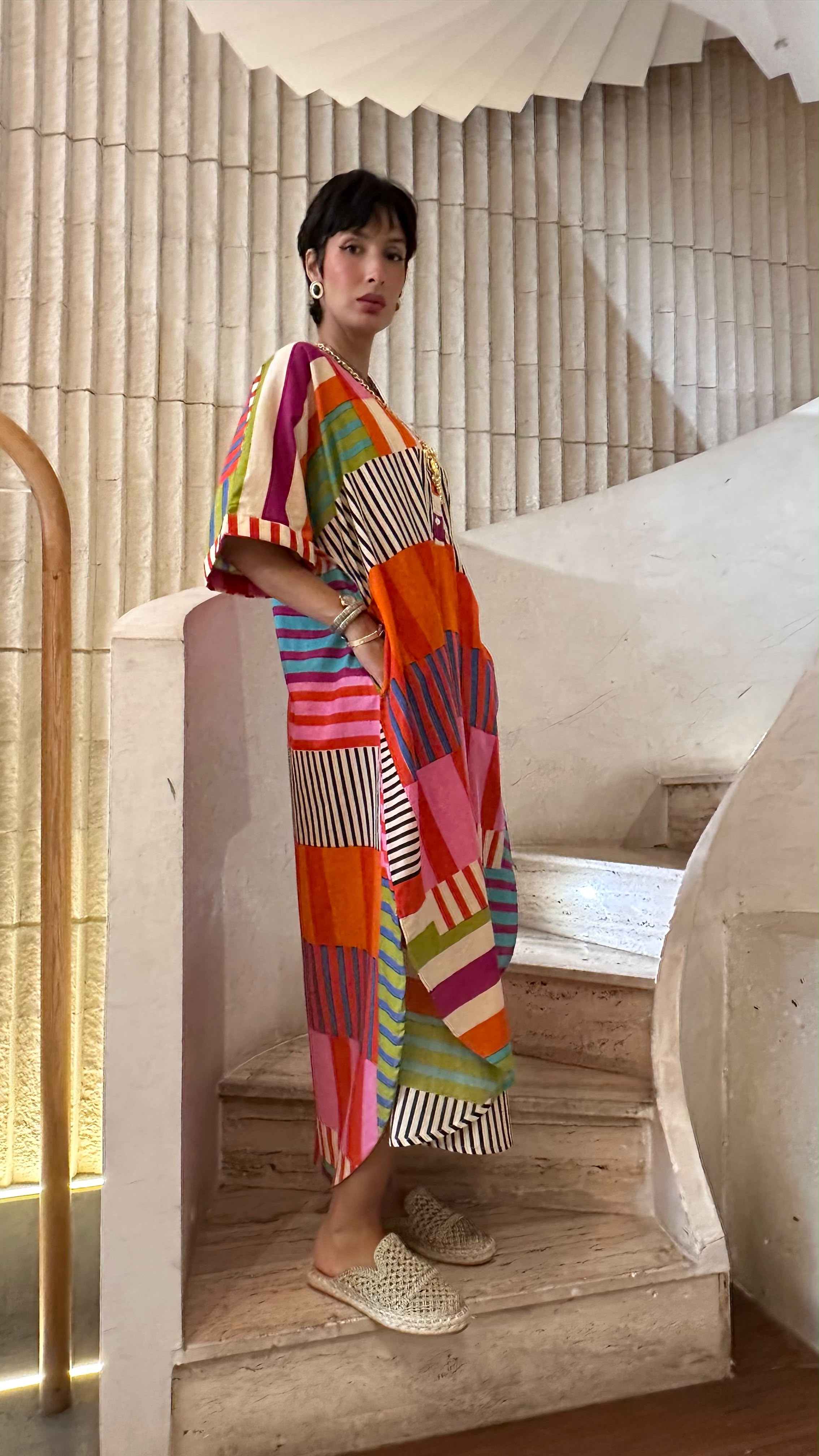 Multicolor Geometric Printed Dress 67916-1355