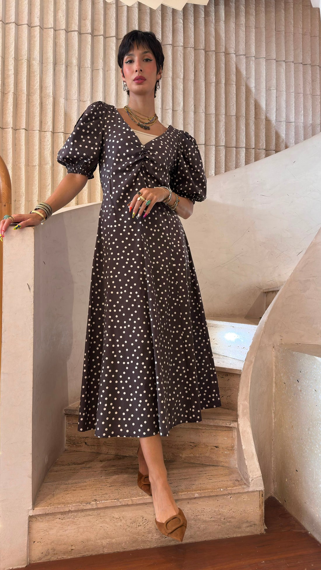 Polka Dot Midi Dress TDM30526