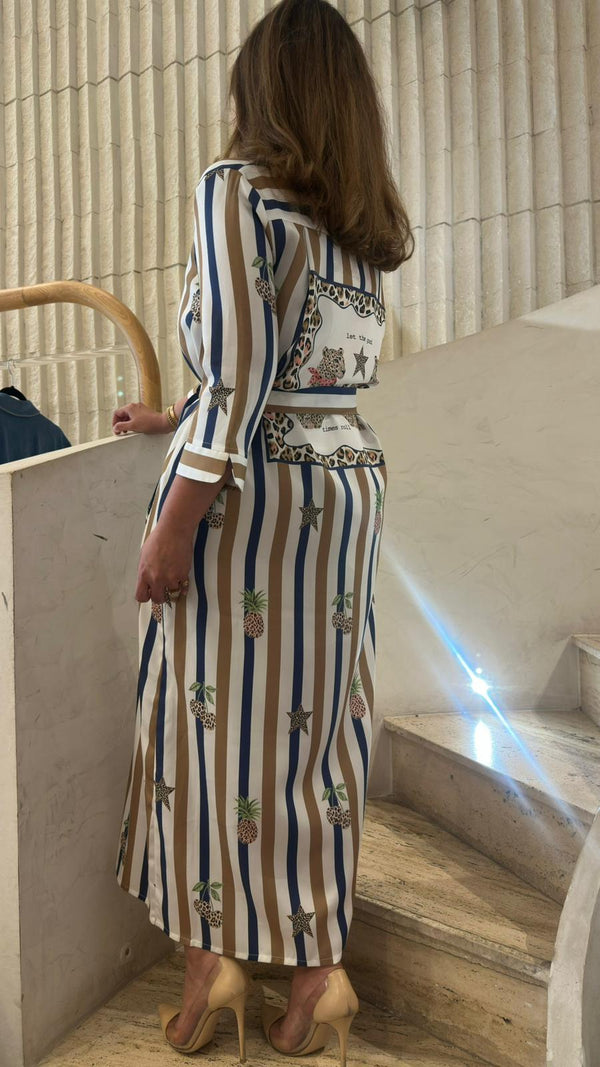 33648 Classic Collared Buttoned Midi Shirt Dress