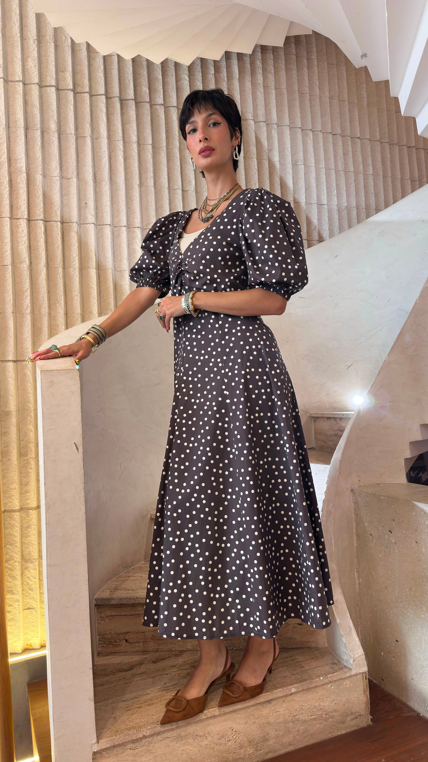Polka Dot Midi Dress TDM30526