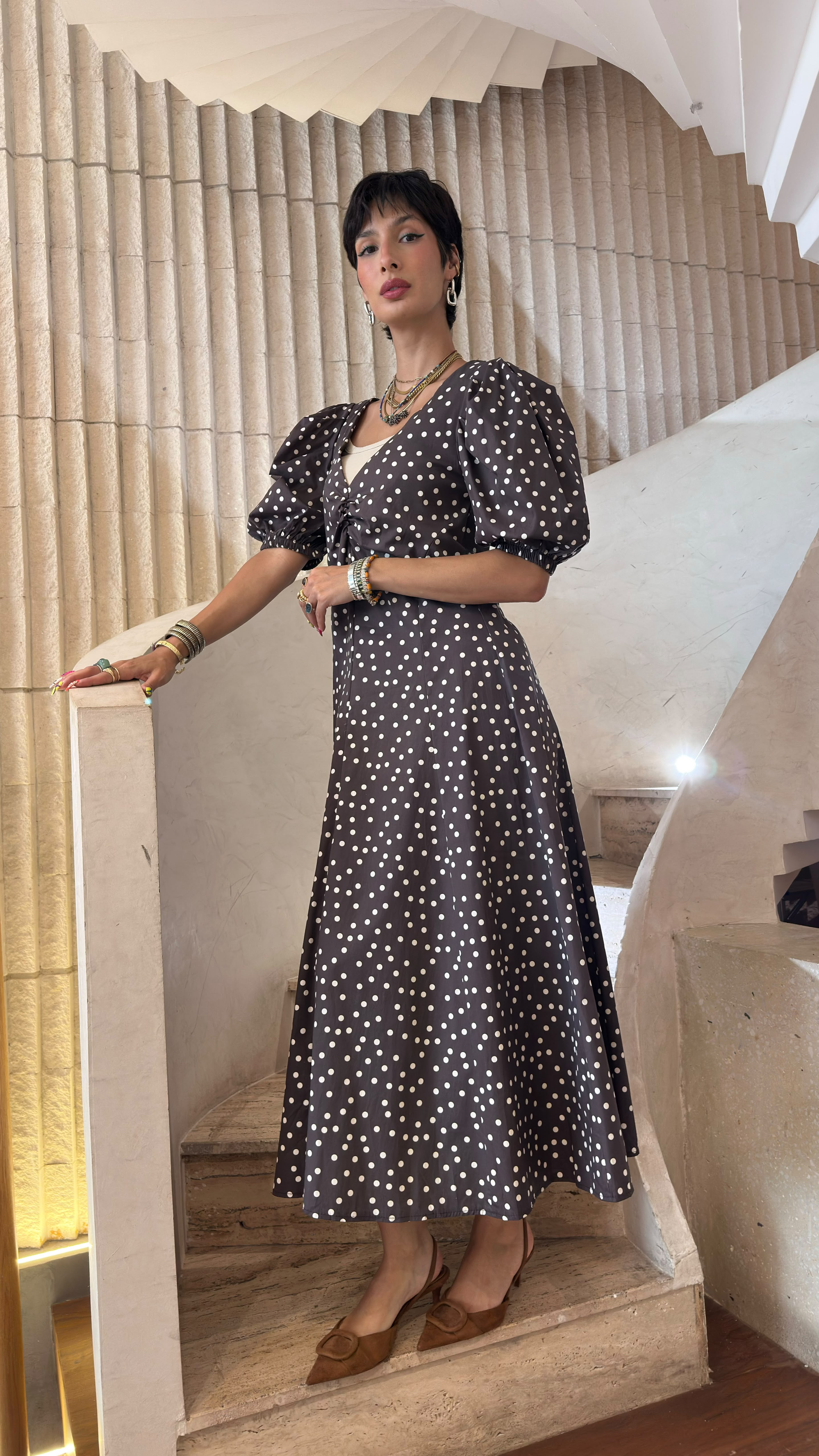 Polka Dot Midi Dress TDM30526