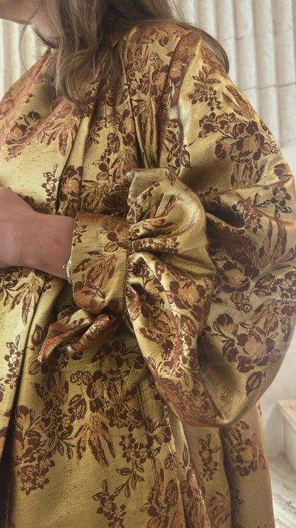 Daiki Ornate Floral Patterned Kimono - Brown Loft