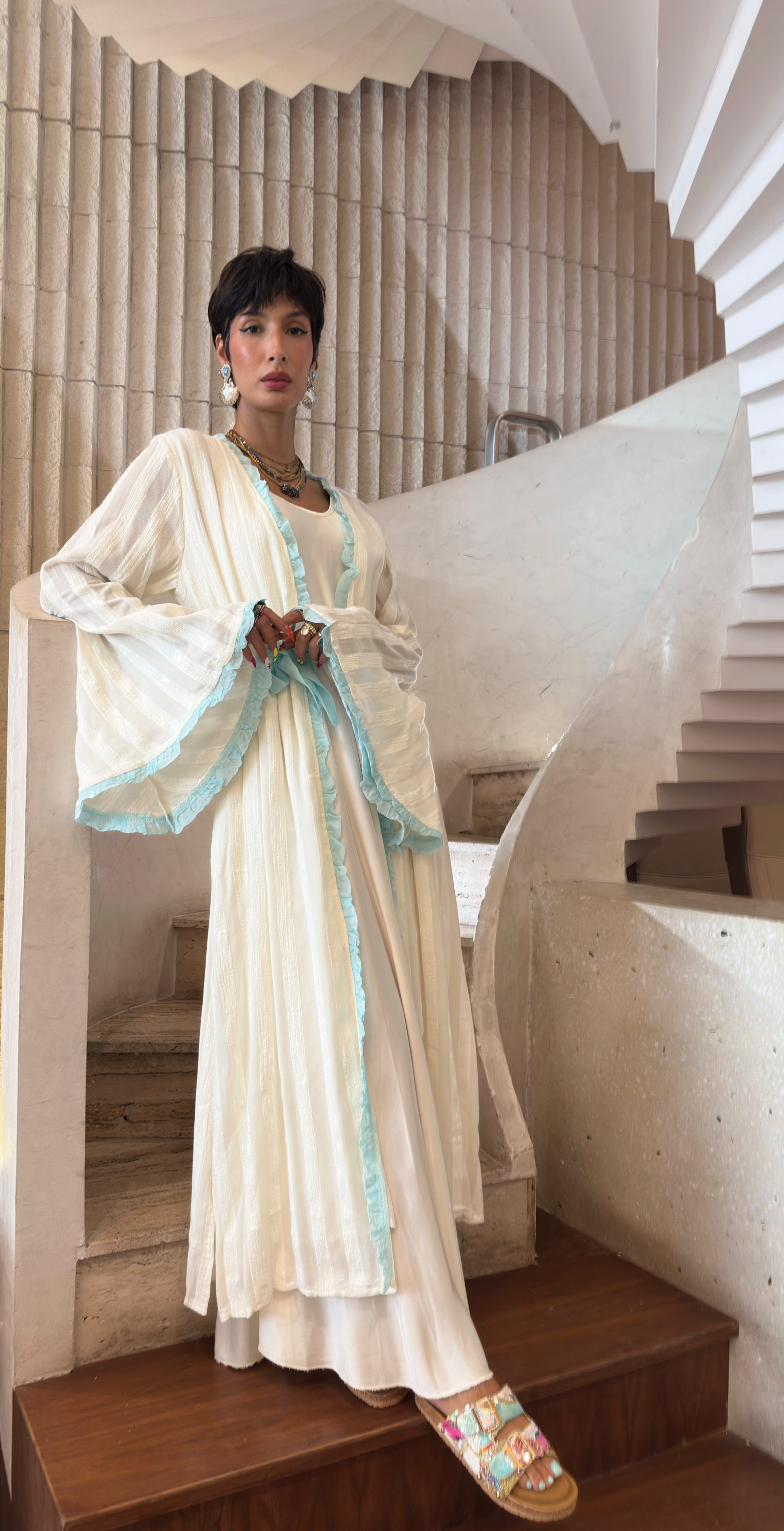 Marisma Open Textured Belted Kimono