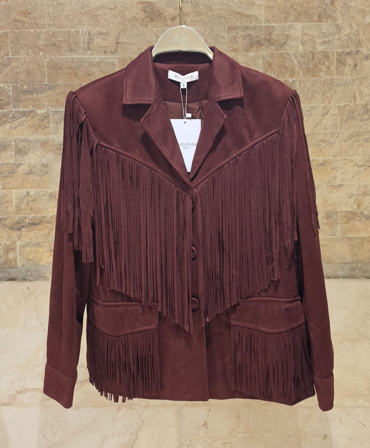 Basile Faux Suede Fringe Jacket