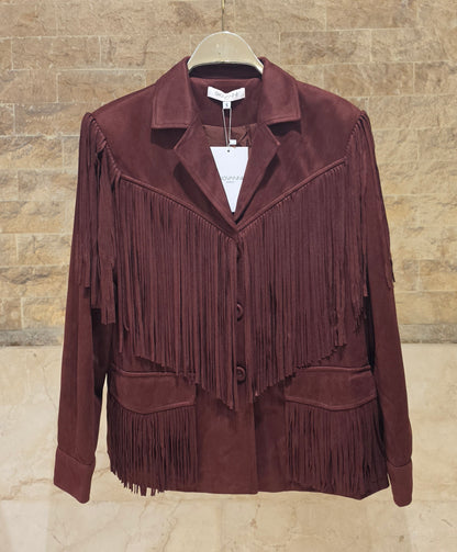 Basile Faux Suede Fringe Jacket