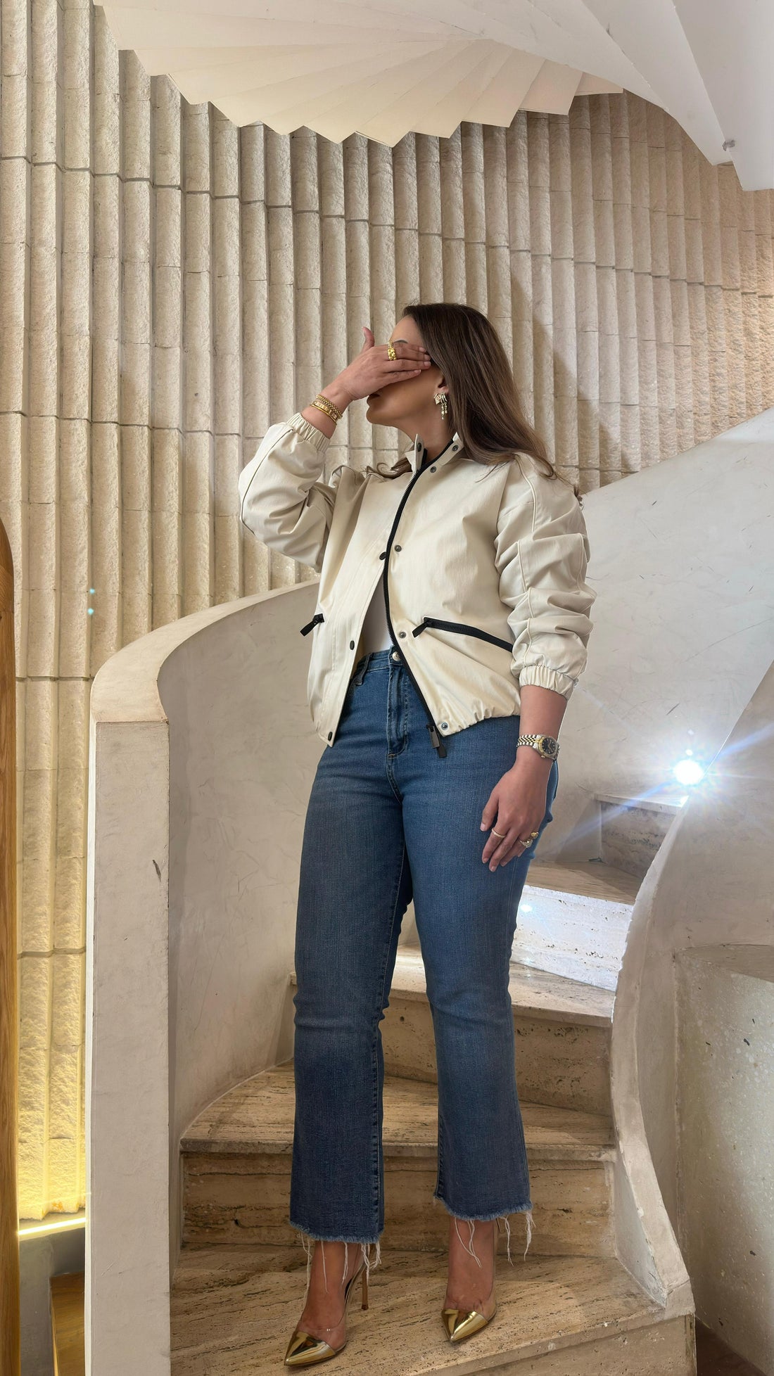 MS2602021 Casual Style Bomber Jacket - Brown Loft