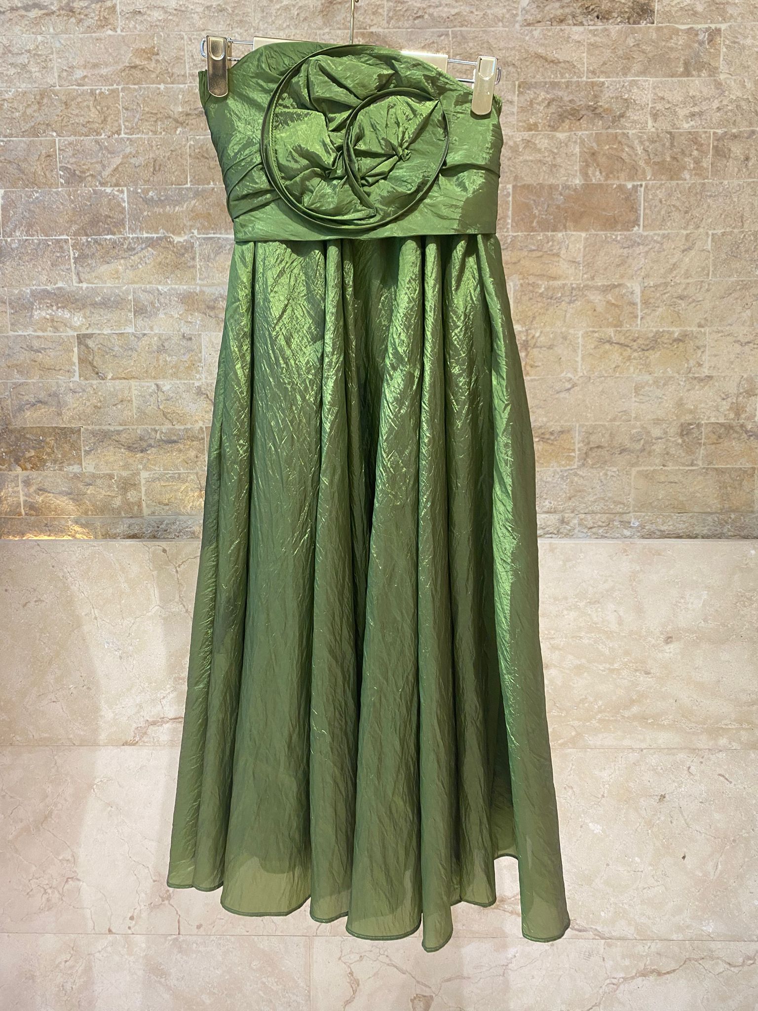 26SS-BK8010/612 Cowl Neckline Taffeta Top and Skirt Set - Brown Loft