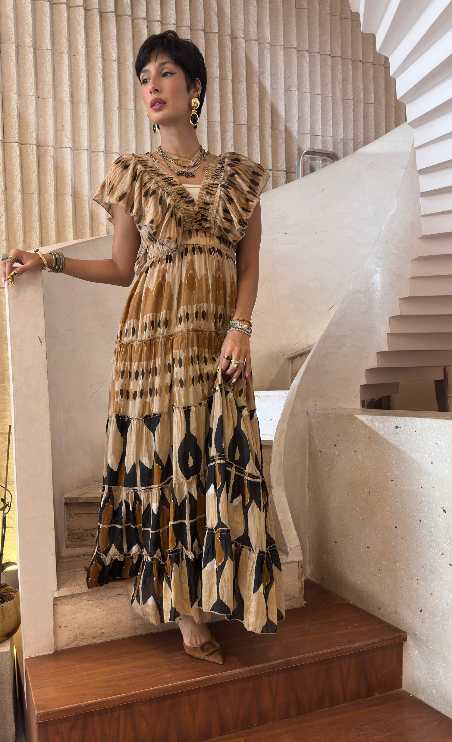 Hilton Printed Tiered Maxi Dress