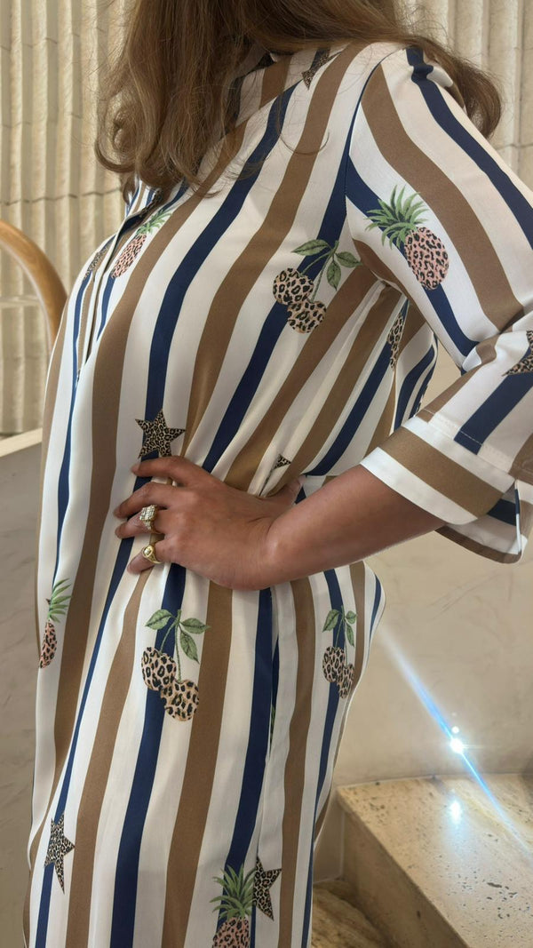 33648 Classic Collared Buttoned Midi Shirt Dress