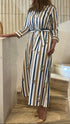 33648 Classic Collared Buttoned Midi Shirt Dress - Brown Loft