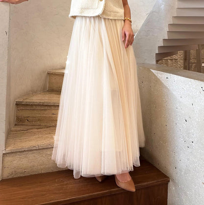 08365 Long Tulle Skirt  تنورة تول طويلة - Brown Loft
