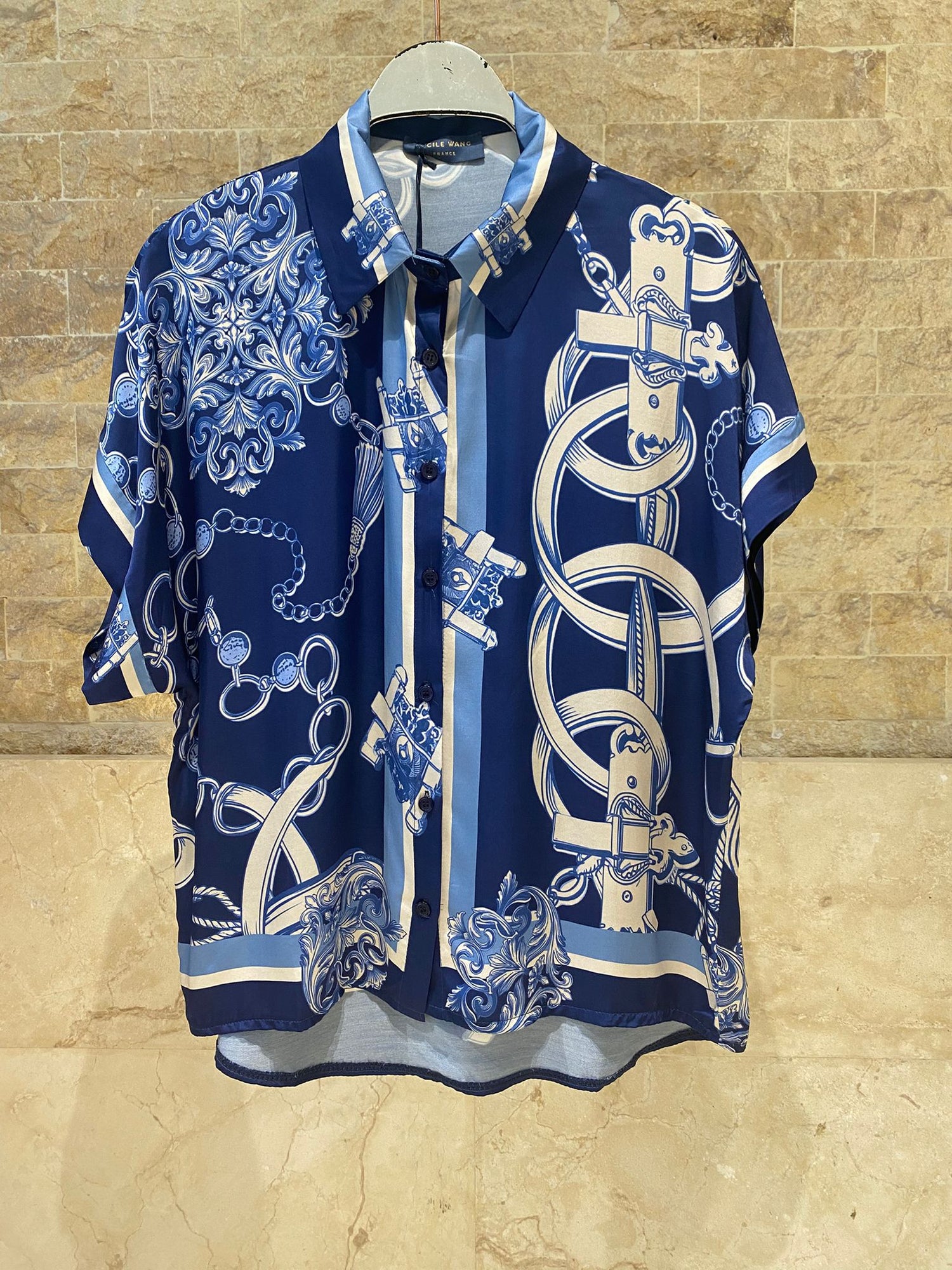 KD9099/9119VS-10 Chain Detailed Satin Shirt and Pants Set طقم قميص وبنطال من الساتان بتفاصيل السلاسل