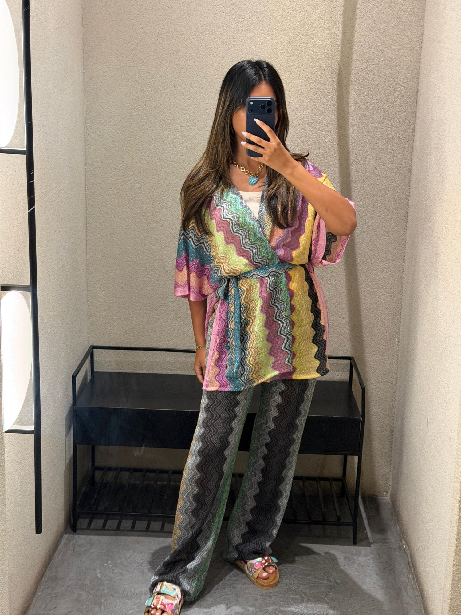 67896-1300 Knit Lurex Short Cardigan كارديغان قصير محبوك بخيوط اللوريكس