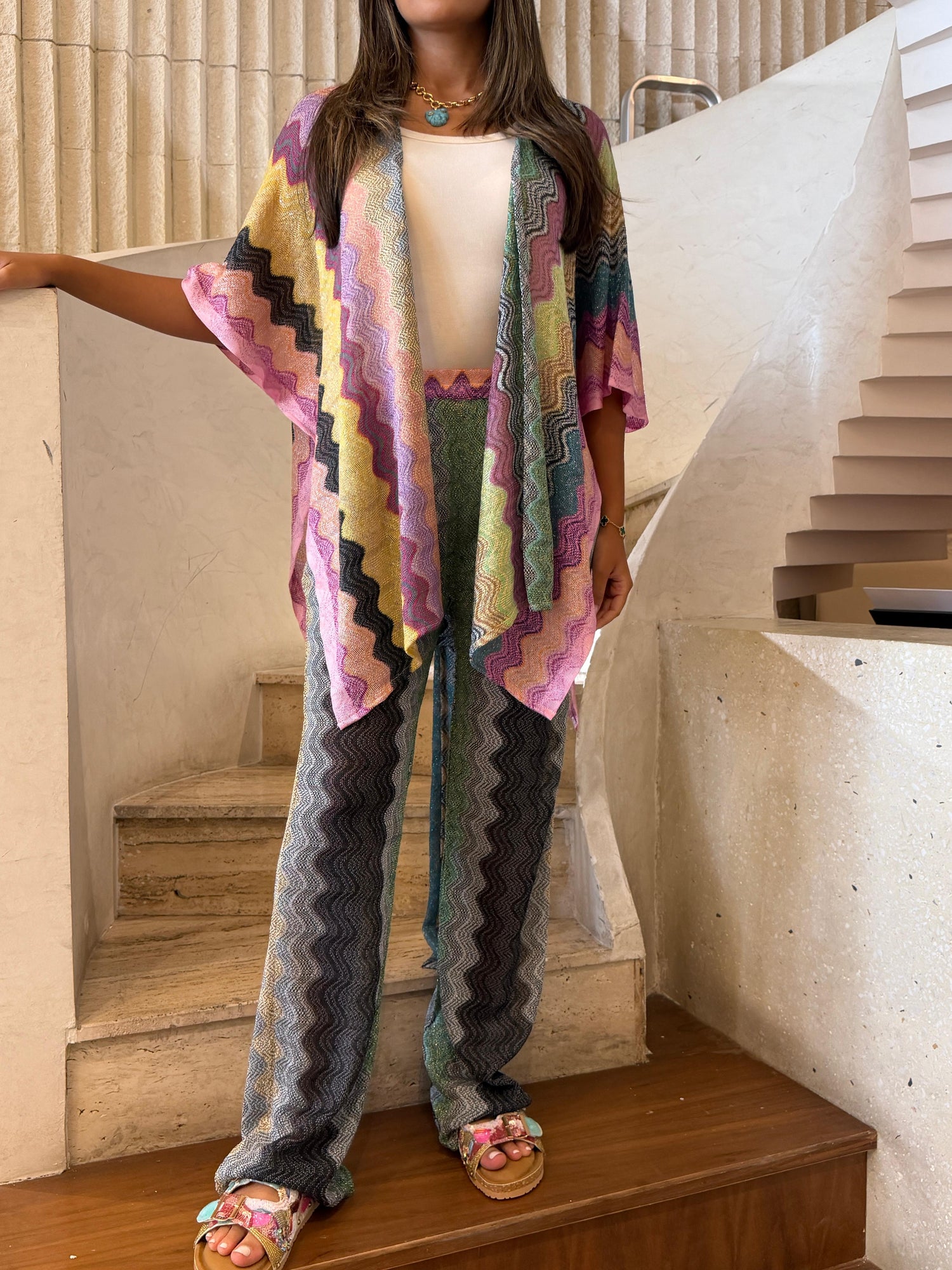 67896-1300 Knit Lurex Short Cardigan كارديغان قصير محبوك بخيوط اللوريكس