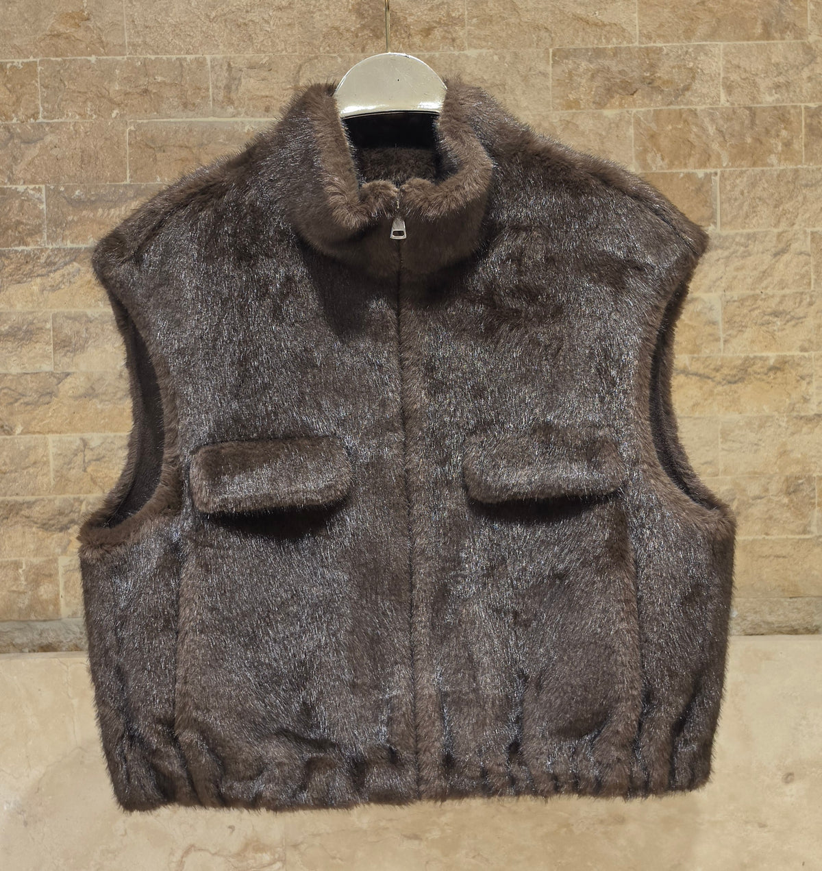 Gaby Plain Faux Fur Vest