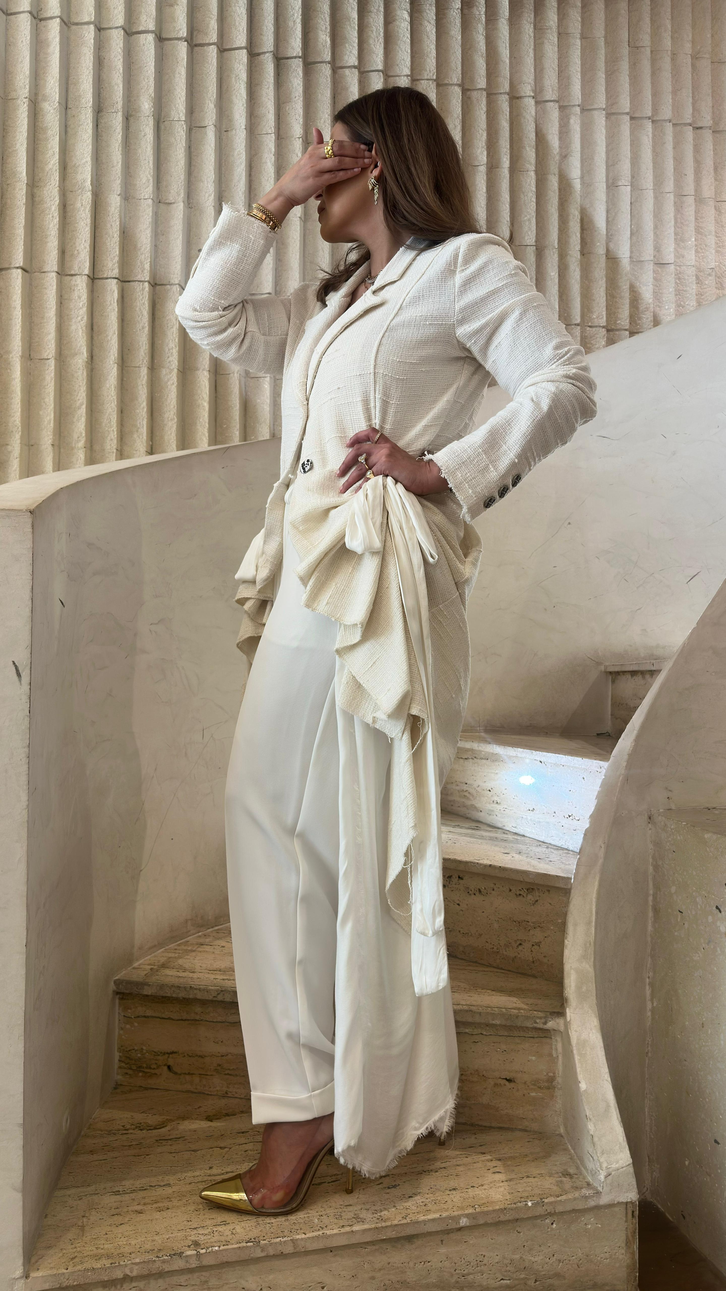 S350/010 Redingote Style Duster Coat - Brown Loft