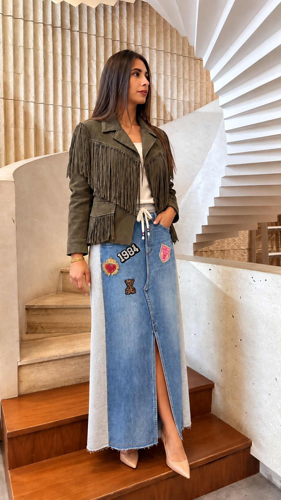 Basile Faux Suede Fringe Jacket