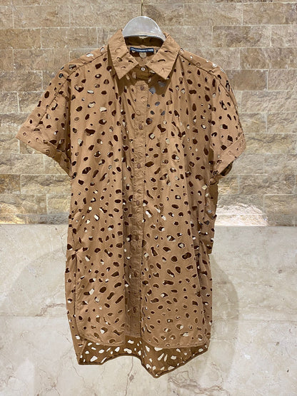 MS2615057 Eyelet Embroidered Shirt قميص مطرز بعين صغيرة - Brown Loft