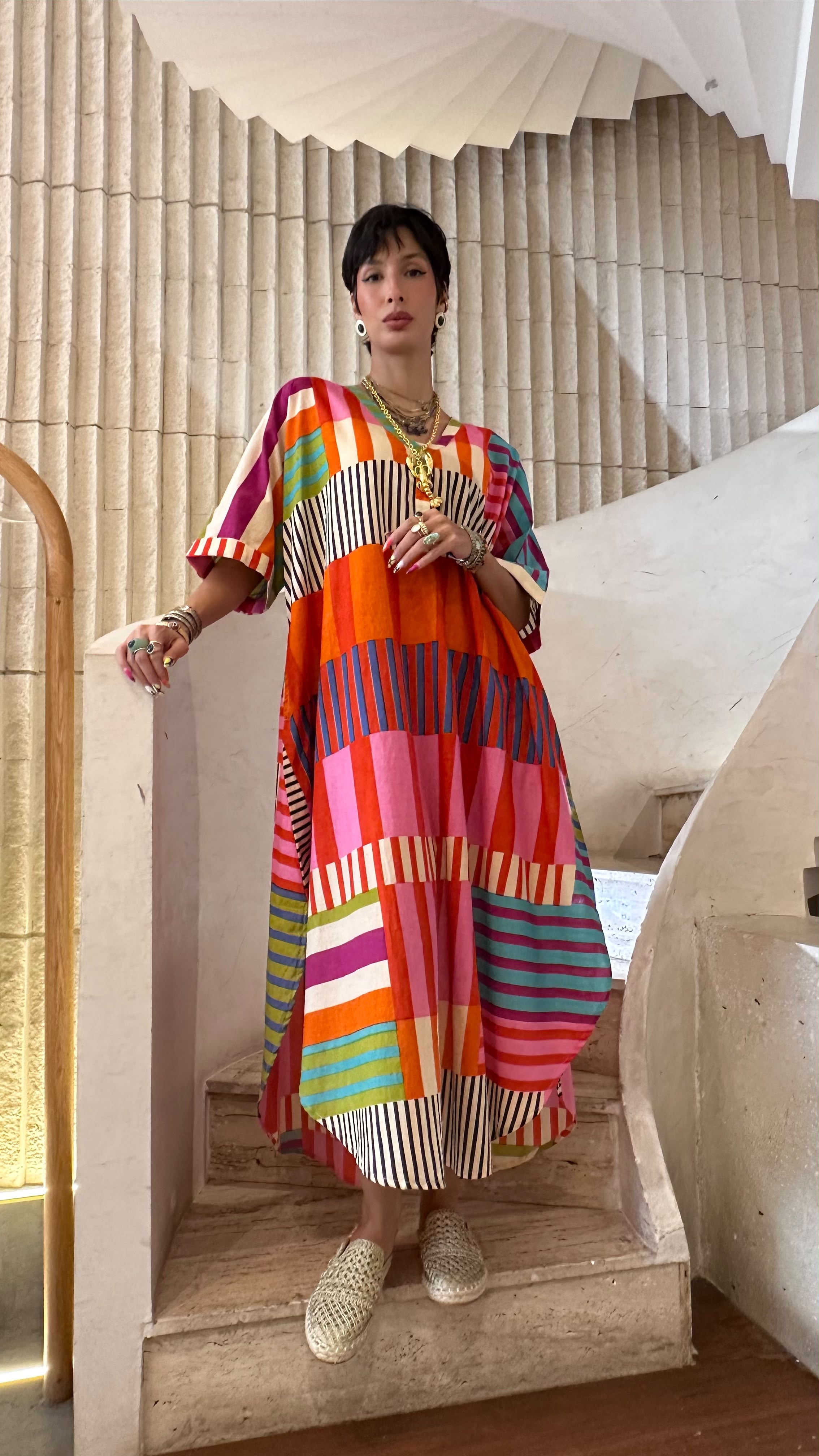 Multicolor Geometric Printed Dress 67916-1355