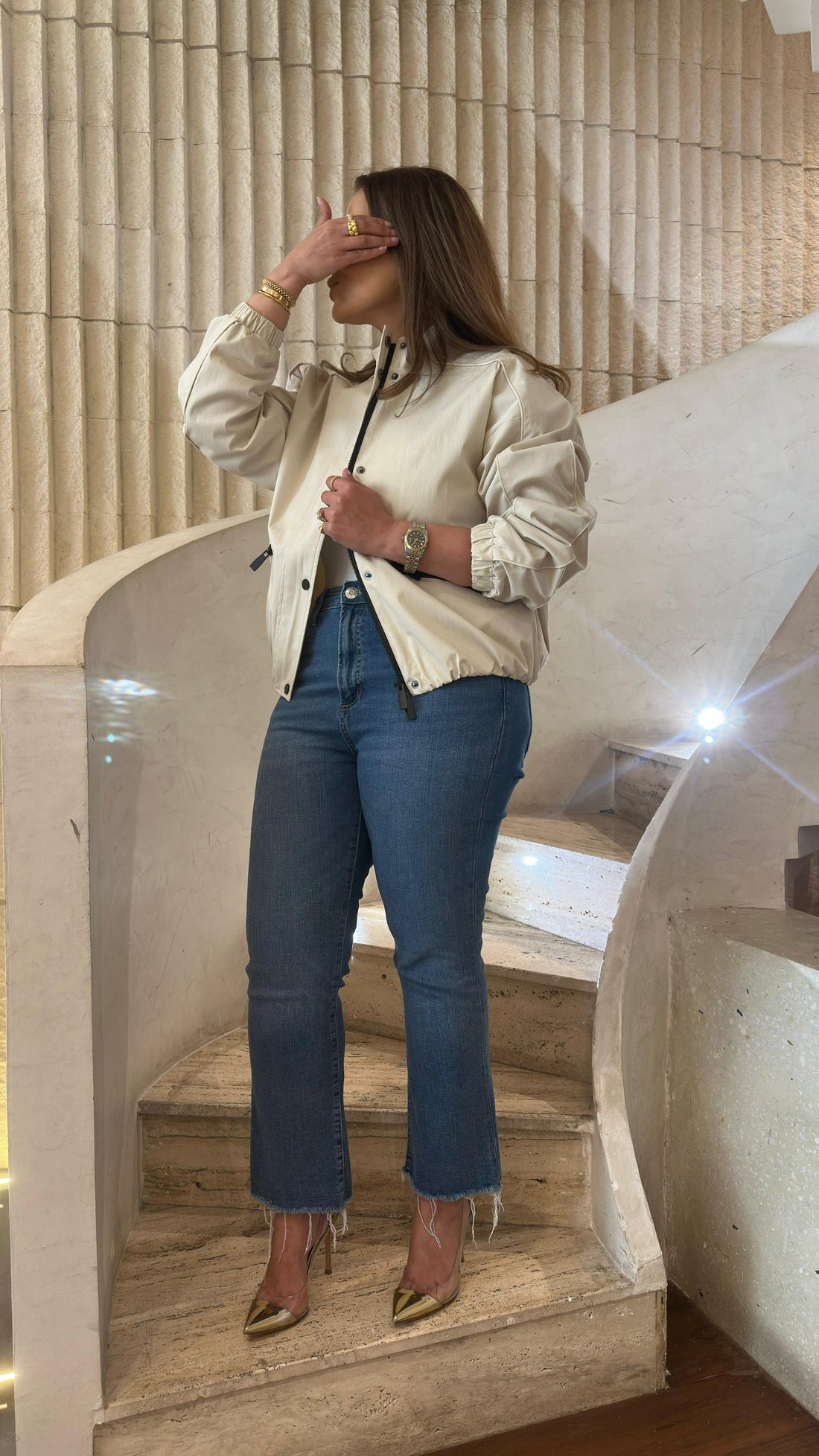 MS2602021 Casual Style Bomber Jacket - Brown Loft
