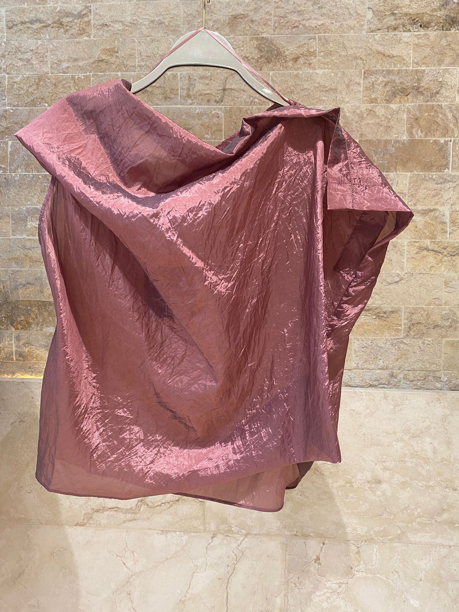26SS-BK8010/612 Cowl Neckline Taffeta Top and Skirt Set - Brown Loft