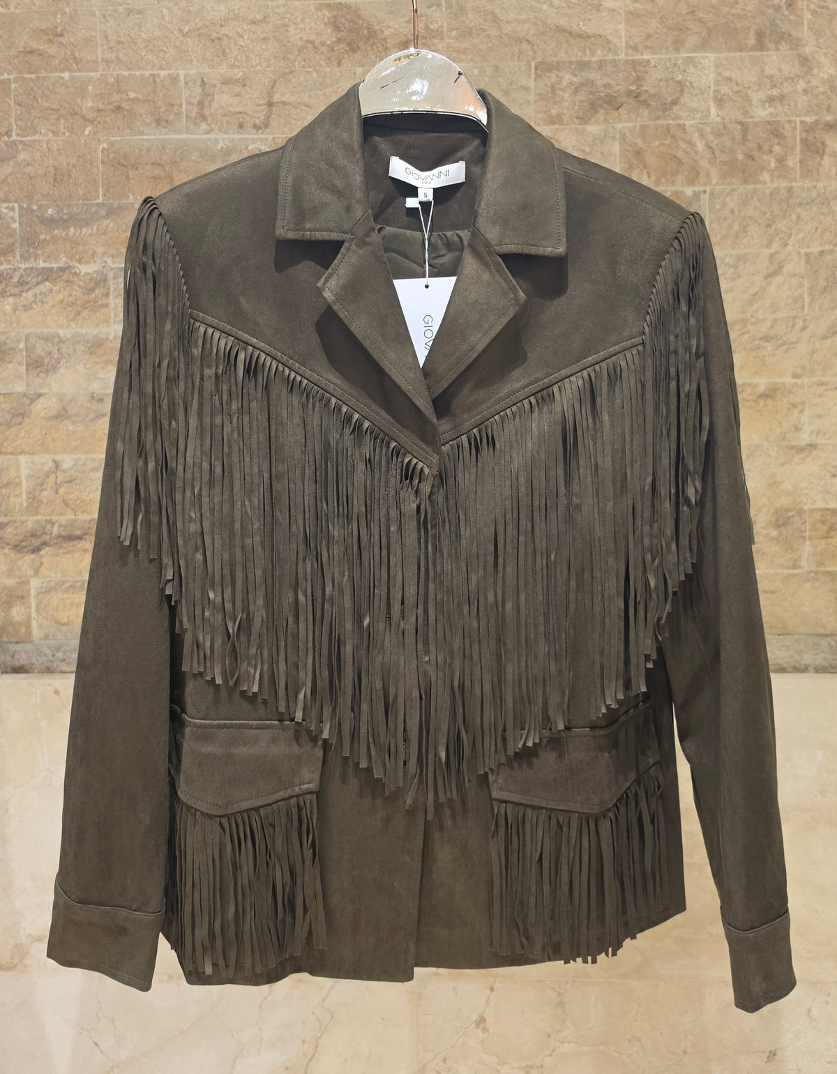 Basile Faux Suede Fringe Jacket