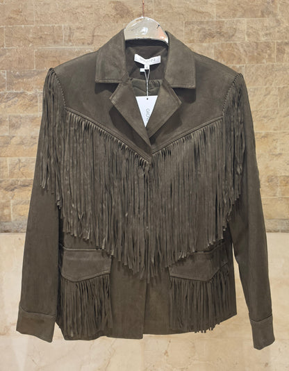Basile Faux Suede Fringe Jacket