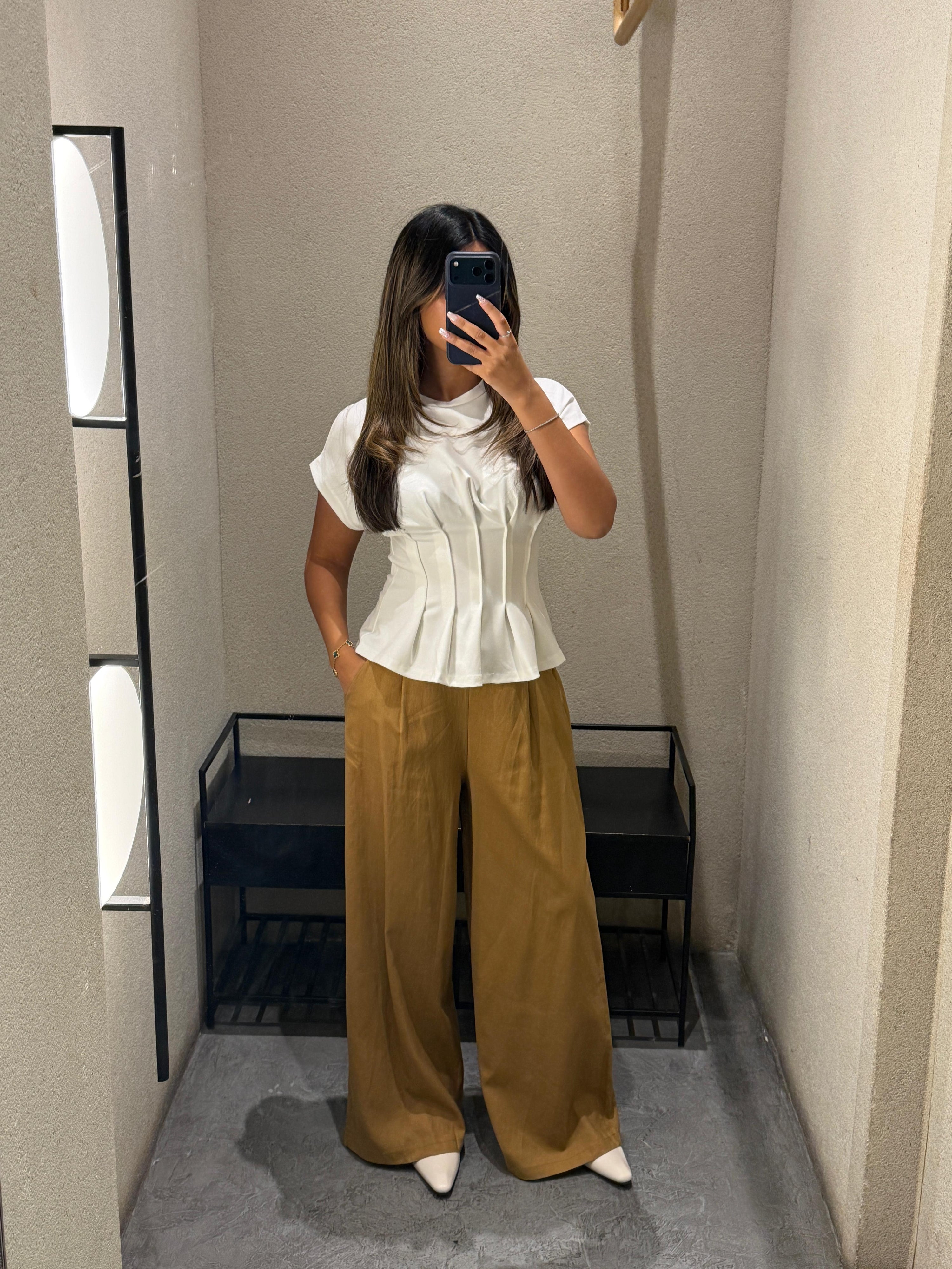 CY1409-2 High Waist Wide Leg Linen Pants