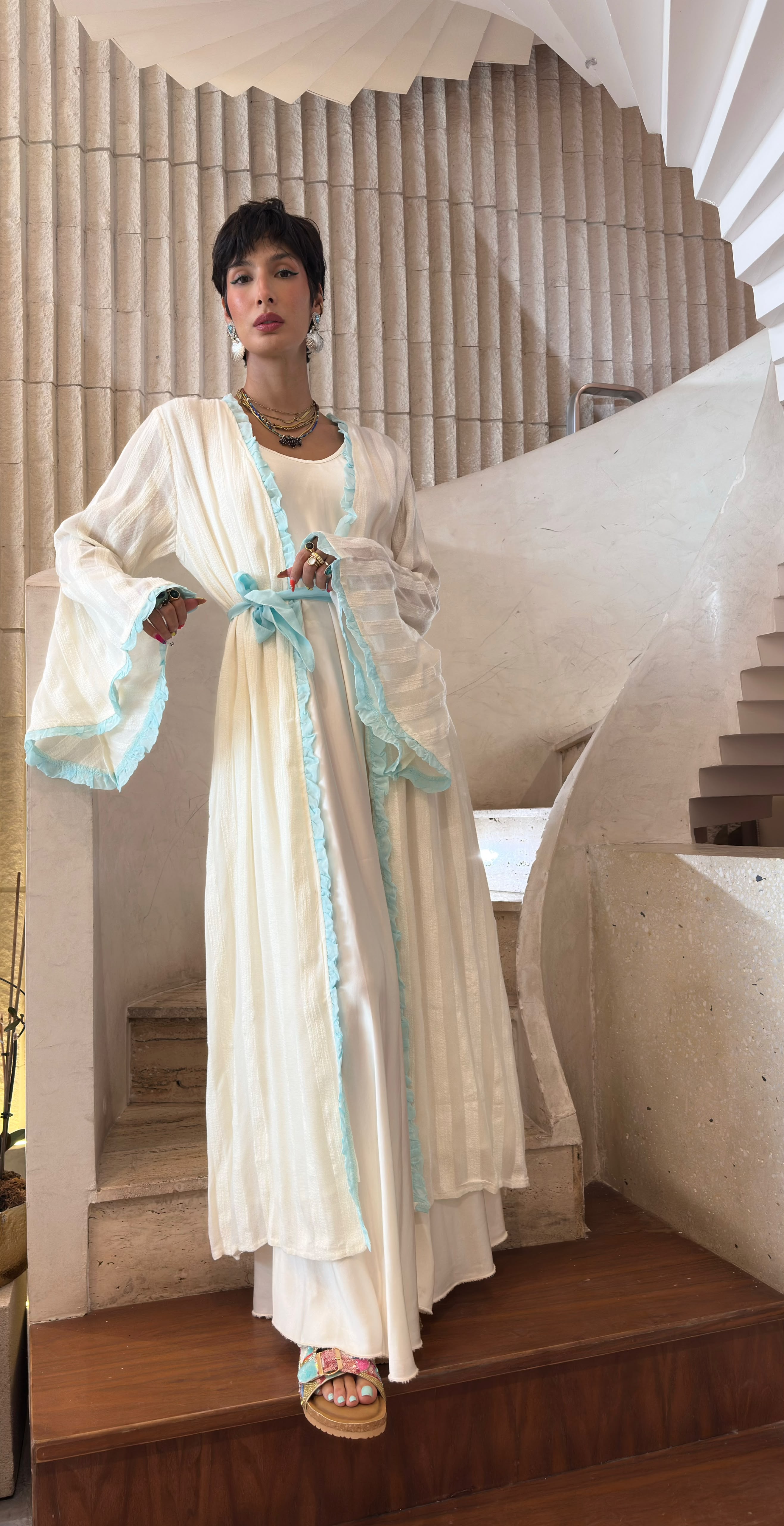 Marisma Open Textured Belted Kimono