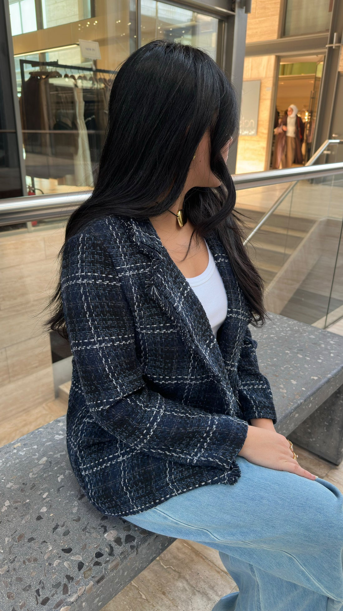 MF55008-2  Plaid Tweed Jacket