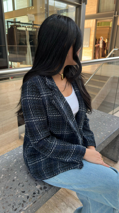 MF55008-2  Plaid Tweed Jacket