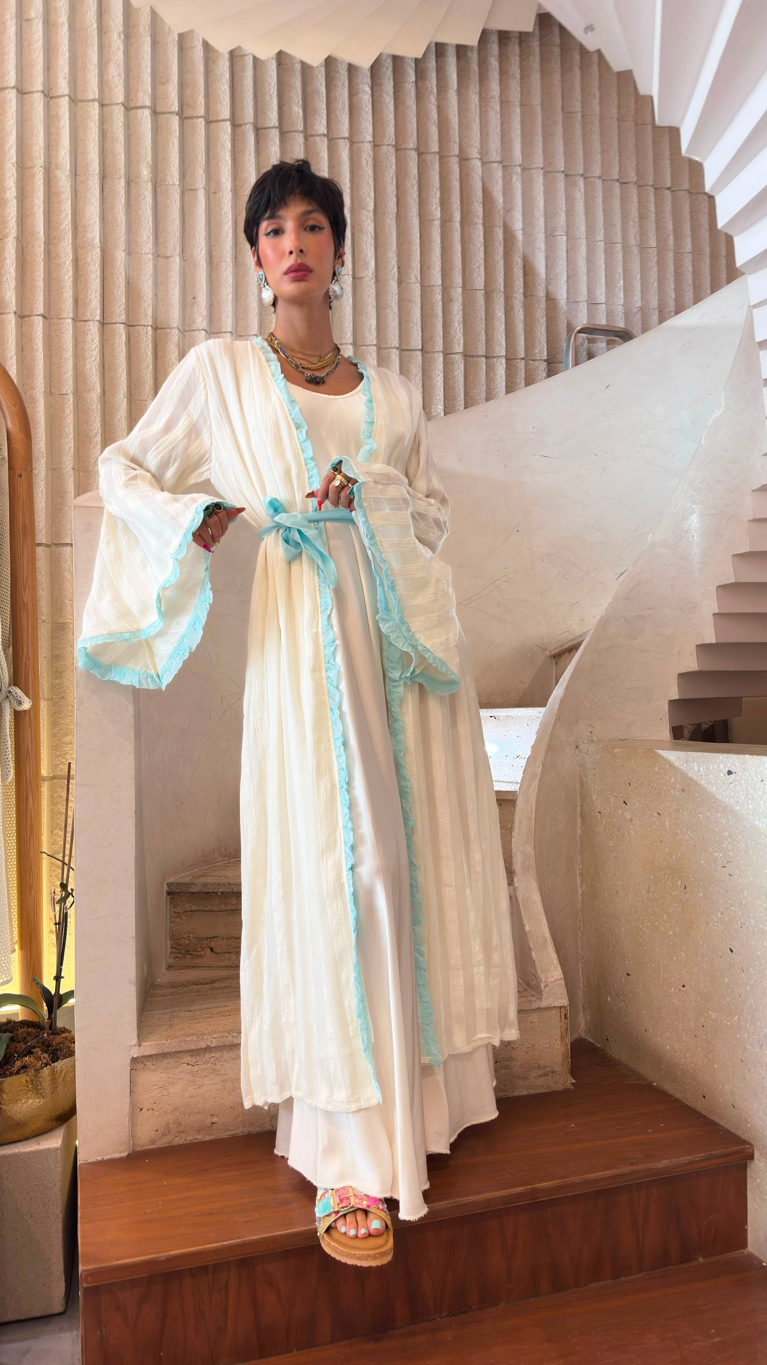 Marisma Open Textured Belted Kimono