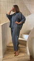 26S-1092/8093 Oversized Linen Shirt and Pants قميص وبنطال من الكتان واسع - Brown Loft