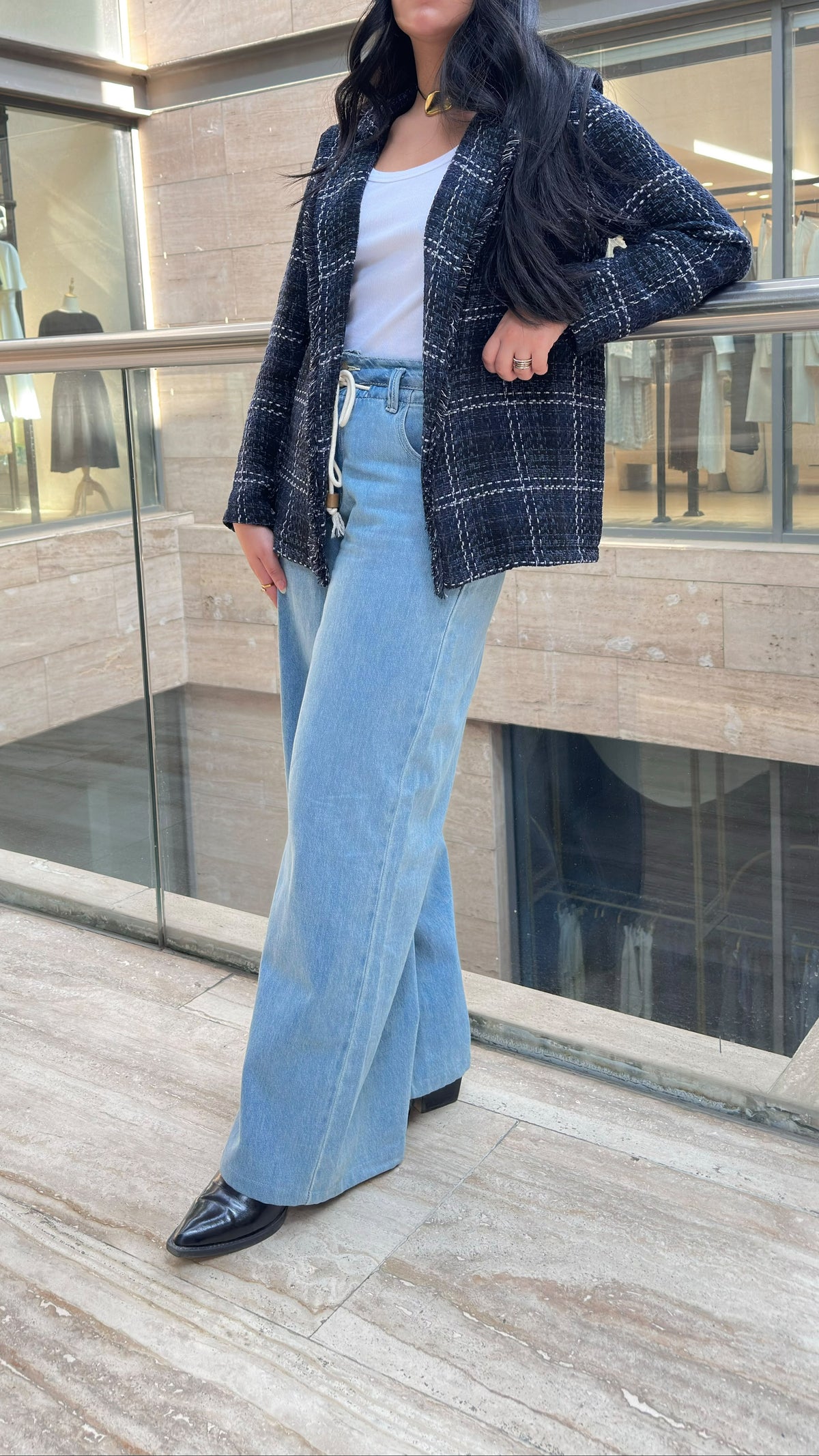 MF55008-2  Plaid Tweed Jacket