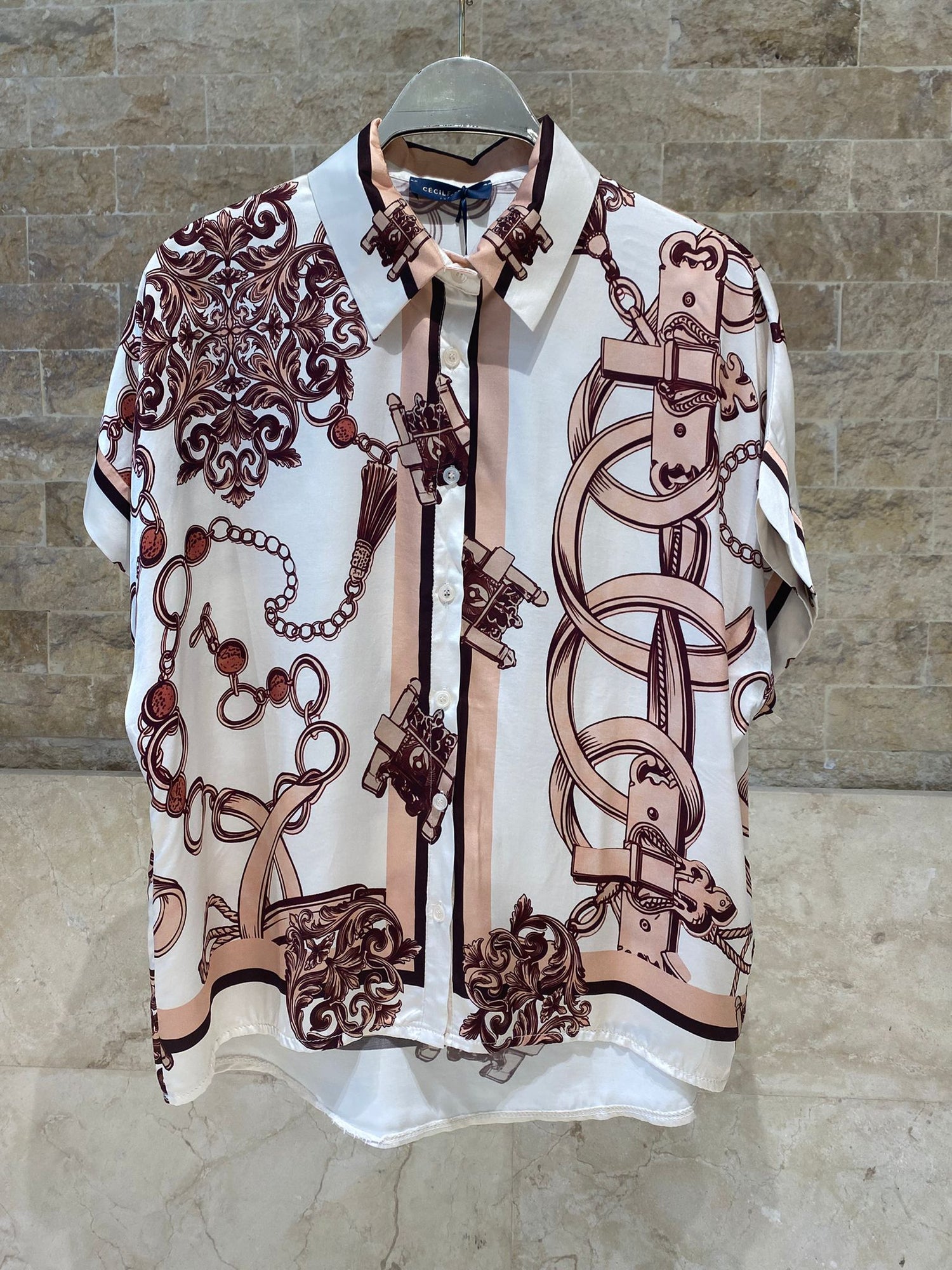 KD9099/9119VS-10 Chain Detailed Satin Shirt and Pants Set طقم قميص وبنطال من الساتان بتفاصيل السلاسل